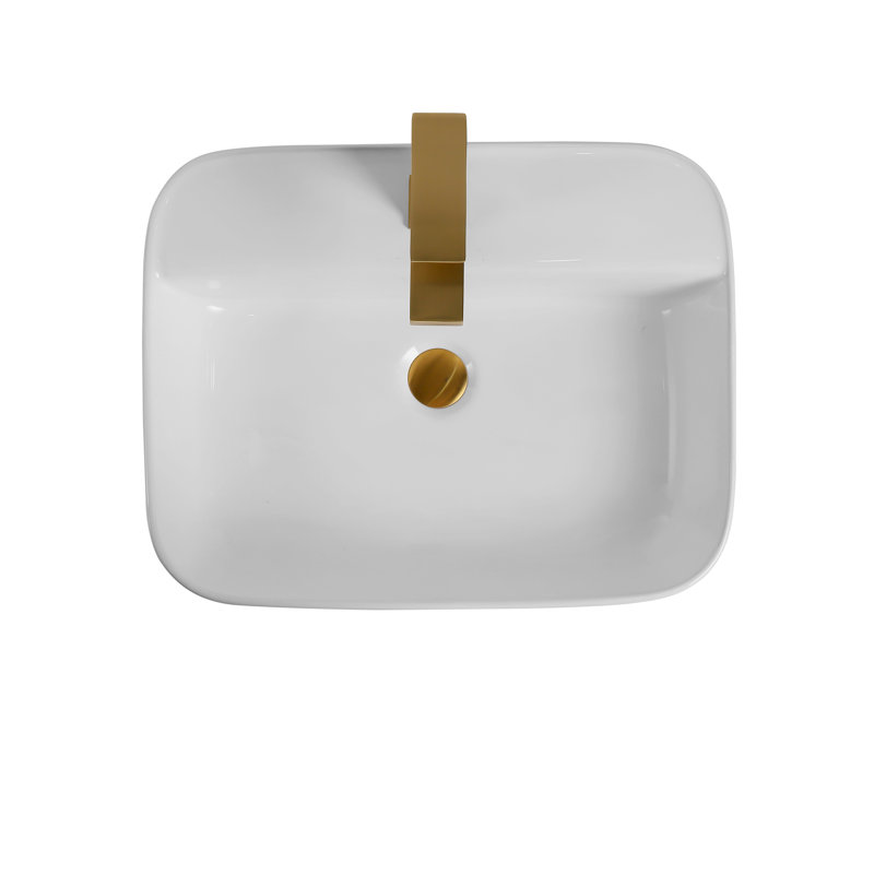 Rectangular Ceramic Countertop Wash Basin, White Finish, CUPC Certified | Gift Idea