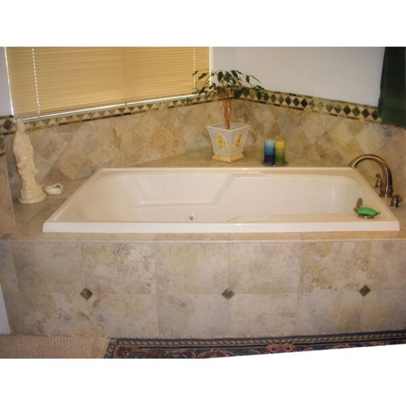 Isabella 66'' x 36'' Drop-In Acrylic Bathtub, Bone, Satin Chrome