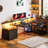 Sholpan LED L-Shaped Desk with Cabinet with Power Outlets-1831091176-1852004191