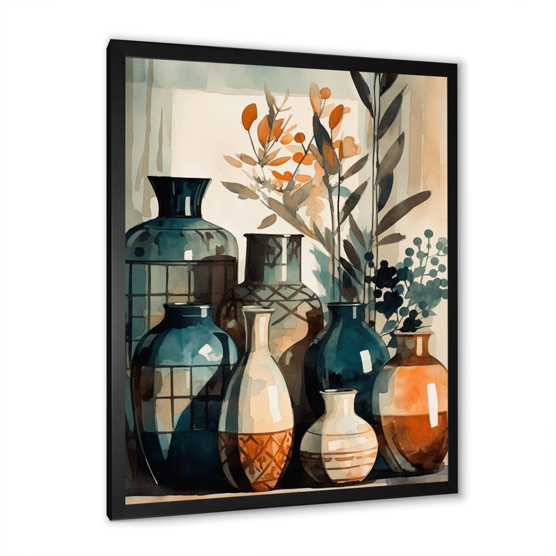 Vase en céramique Roumpini, Cadre photo noir, H 20 po x l 12 po x P 1 po