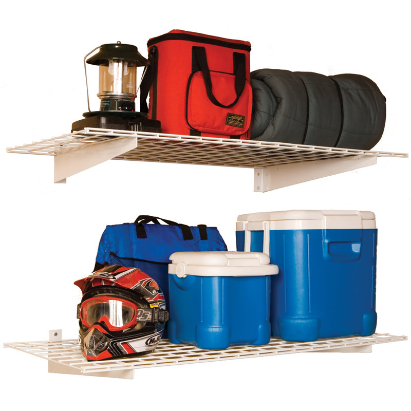 HyLoft Black Steel 48" Wall Mounted Garage Storage Shelves, Set of 2