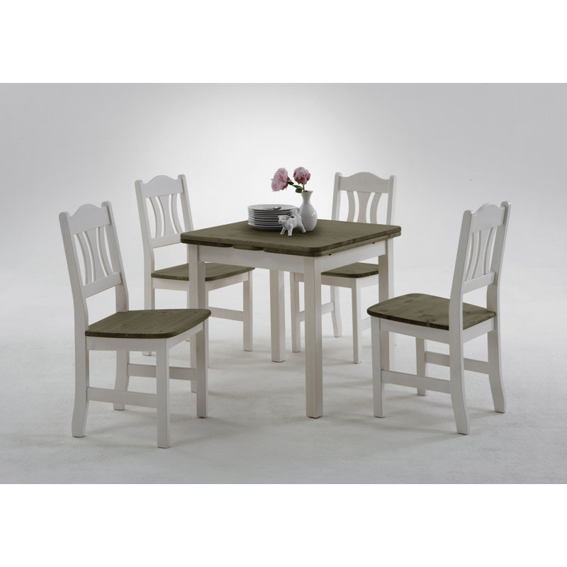 Southsea Extendable Pine Solid Wood Dining Table, White/Grey, H74 x L77 x W77cm