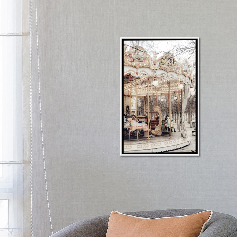 " Paris Carousel X " by Ruby And B, White Framed Canvas, No Mat, 18" H x 26" W x 1.5" D