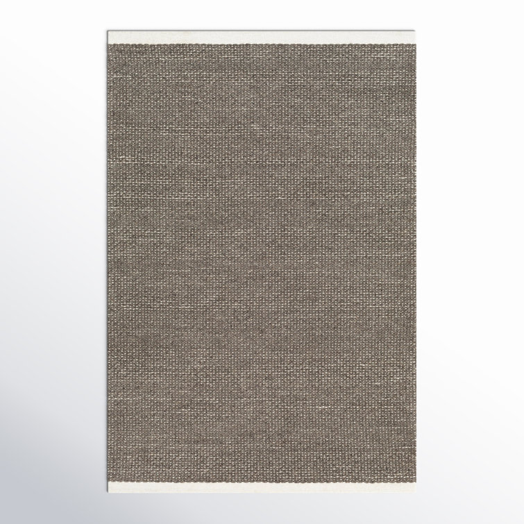 Rylee Solid Color Flatweave Wool Area Rug in Taupe
