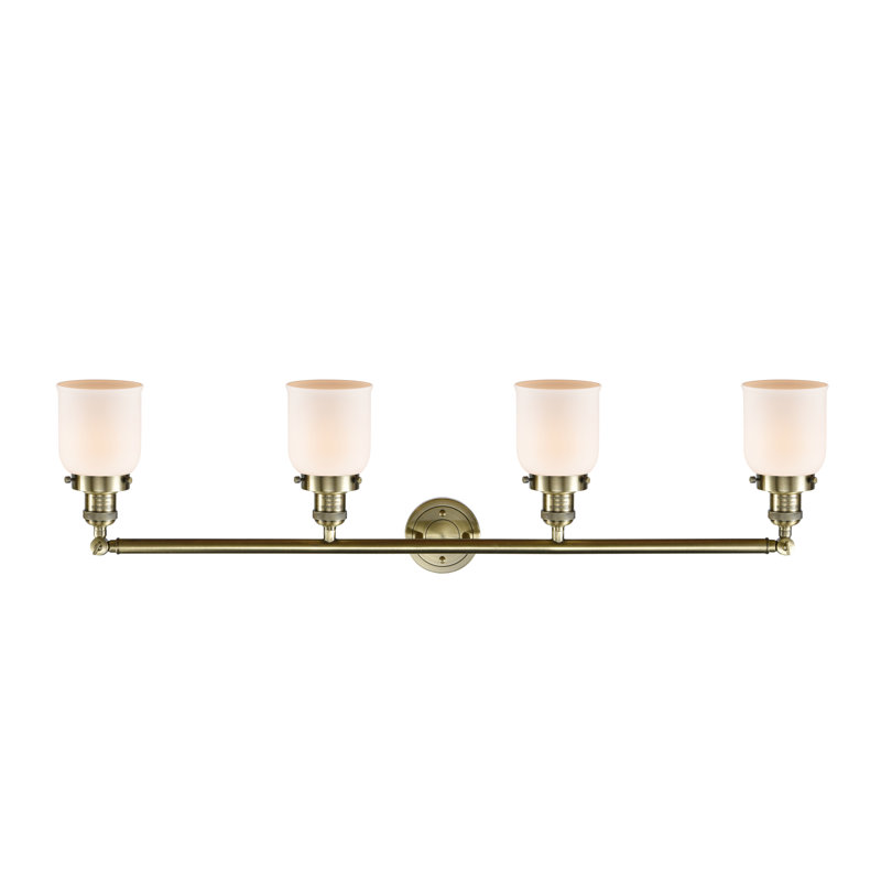 Bell - 4 Light 42" Bath Vanity Light, Antique Brass, Matte White, LED