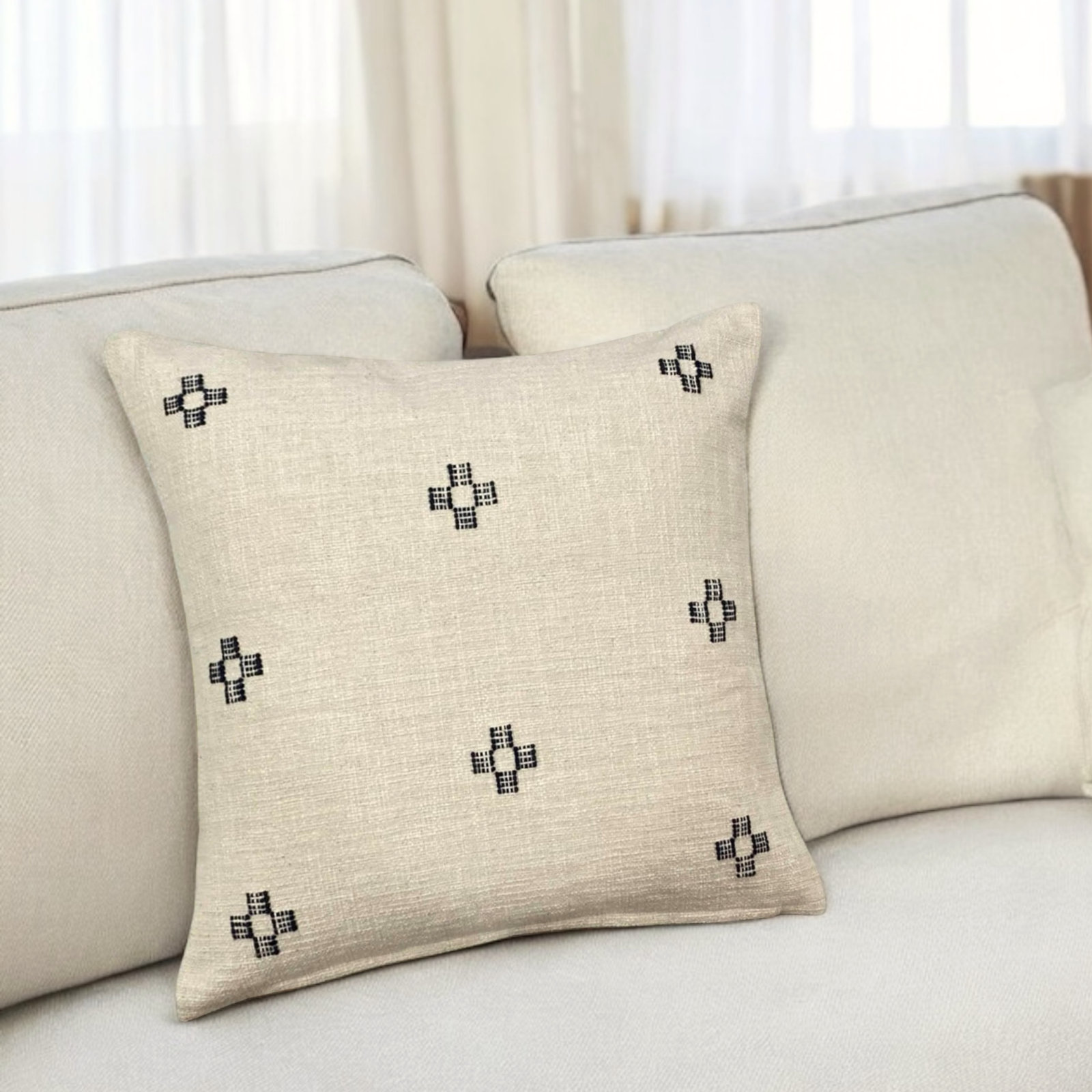 20" x 20" Cotton Pillow Cover, Cream