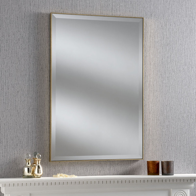 Arjae Wood Flat Wall Mirror, 154cm H x 63cm W, Gold