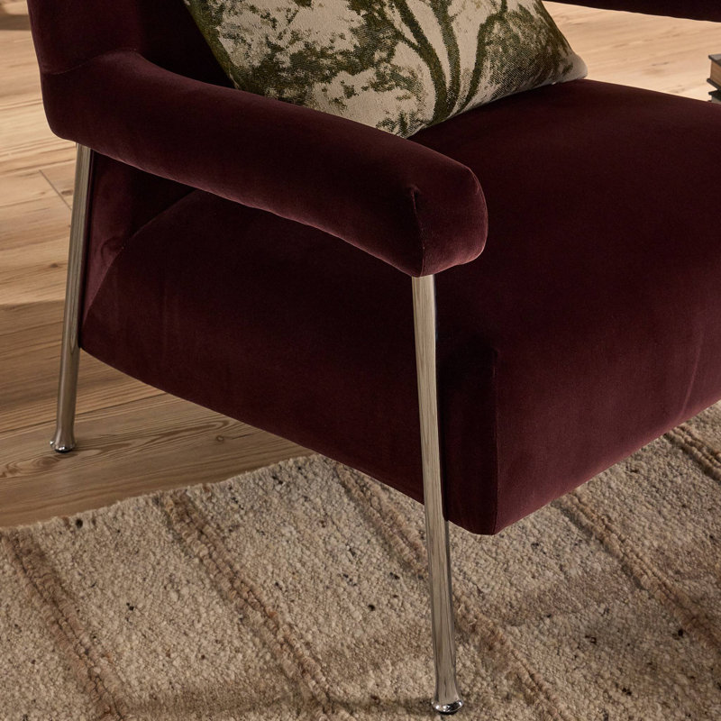 Gabriette Chair-Taupe Shearling, Surrey Plum Performance Velvet