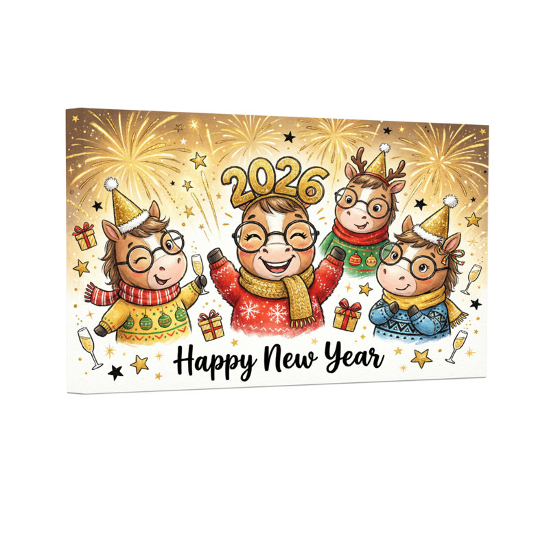 Motif de célébration du cheval, animaux, bonne année, H 28 po x l 40 po