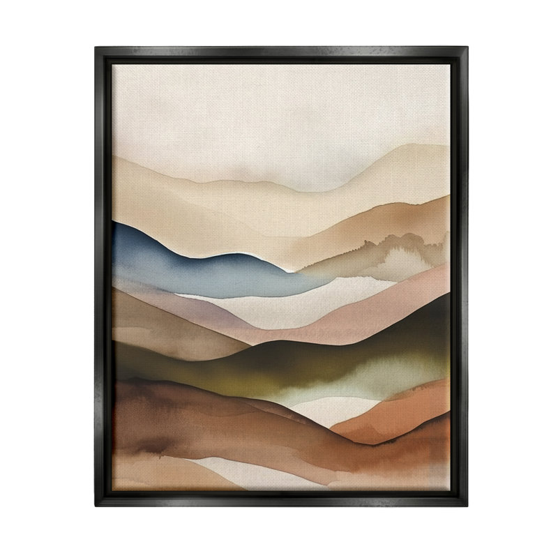 Abstrait chaîne de montagnes, art mural encadré par Andrea Haase, H 20 po x l 16 po x P 1,7 po, Cadre flottant noir de jais