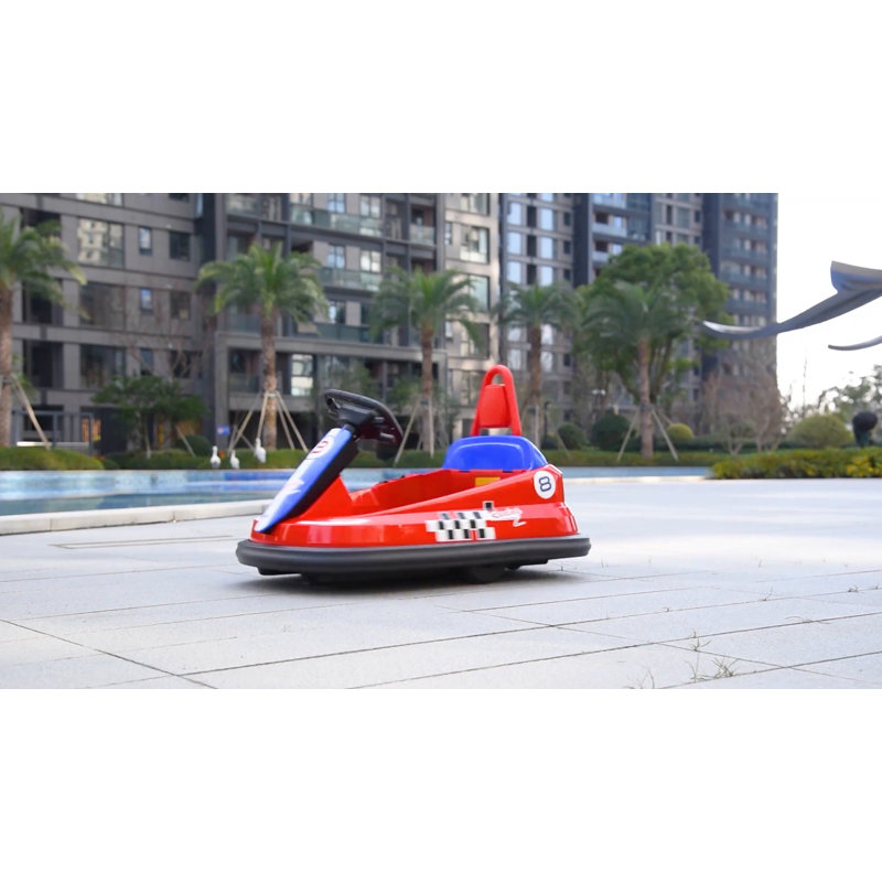 Yellow 6V Electric Ride-On Bumper Car with Music and LED Lights