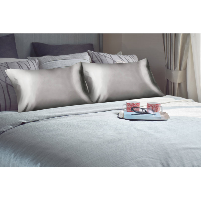 Taie d'oreiller 100% satin , Très grand, Argent