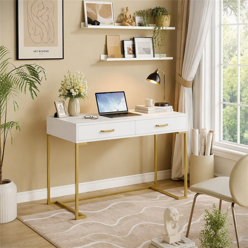 39" Computer Desk with Drawers, Modern Writing Desk Study Desk