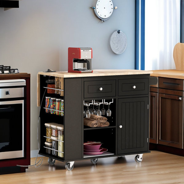 Latitude Run® Kushma Solid Wood Top Kitchen Island - Wayfair Canada