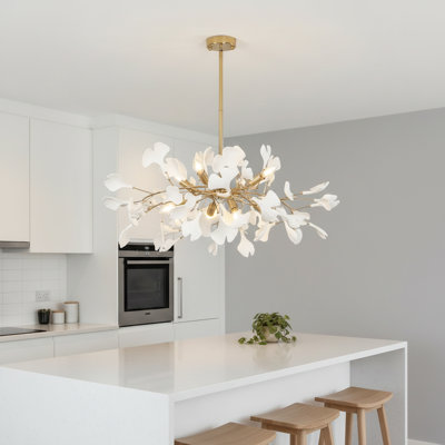 8-Light Luxury Branching Chandelier Ginkgo Lighting,Matte Black