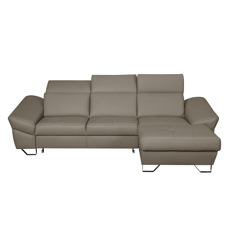 Monza Leather Corner Sofa with Sleeping Function and Underseat Storage, Right Hand Facing, Tan