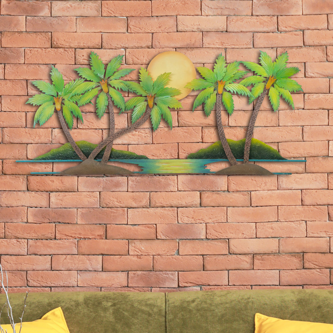 Handmade Coastal Landscape & Nature Wall Decor on Metal Bayou Breeze