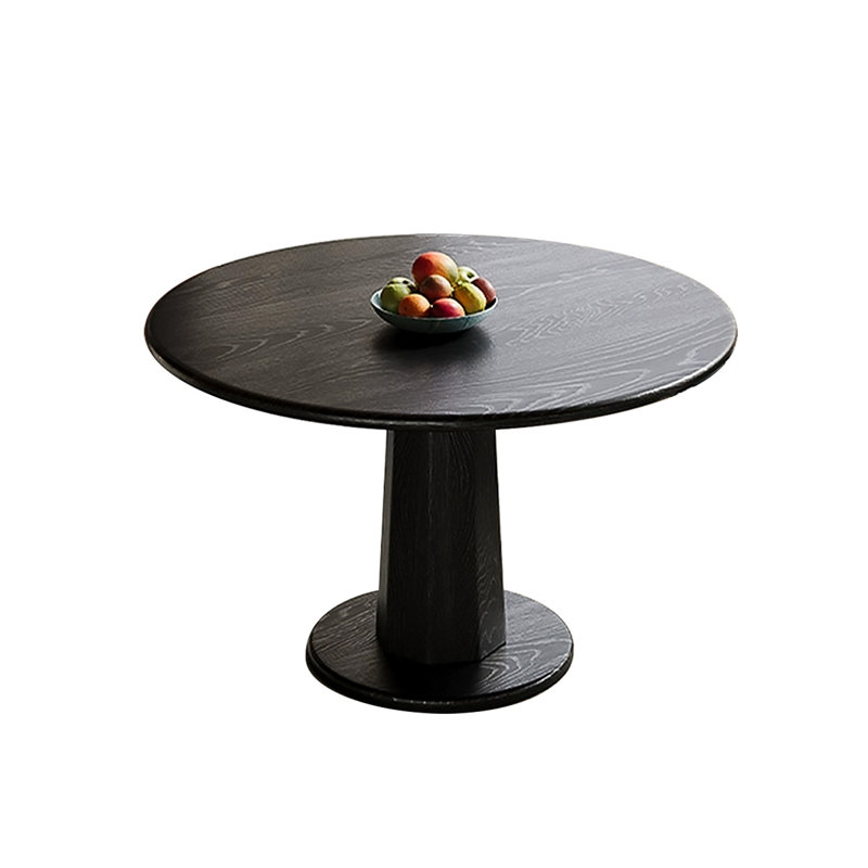 Table de salle à manger ronde noire en bois massif, H 29,53 po x L 39,37 po x l 39,37 po