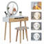 Rowell Vanity Table Set with 3 Modes Adjustable Brightness Mirror and Free Make-up Organizer