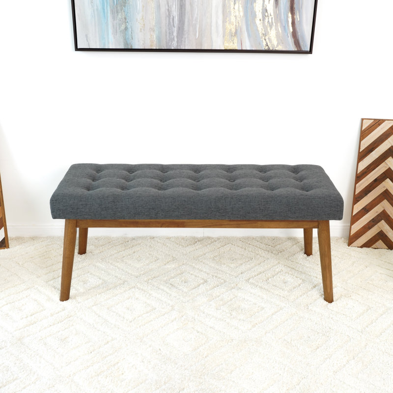 Dole Velvet Upholstered Bench, Gray