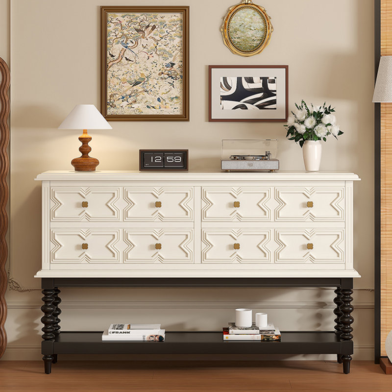 Console rétro de style français, H 38,2 po x l 70,9 po x P 15,7 po, Noir