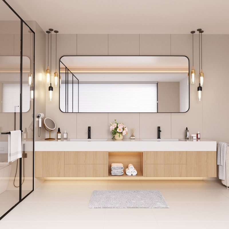 Miroir de salle de bain mural Cozy Design, 32 po x 72 po, Noir, Rectangle