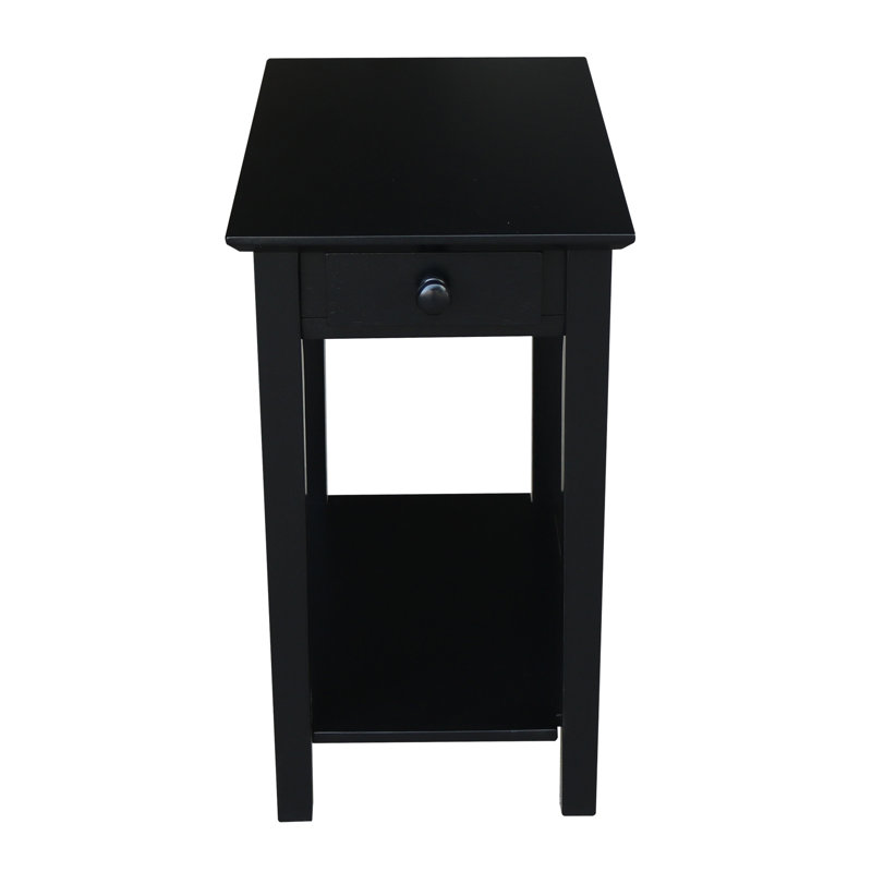 Table de bout en bois massif avec rangement Sunbury, Noir