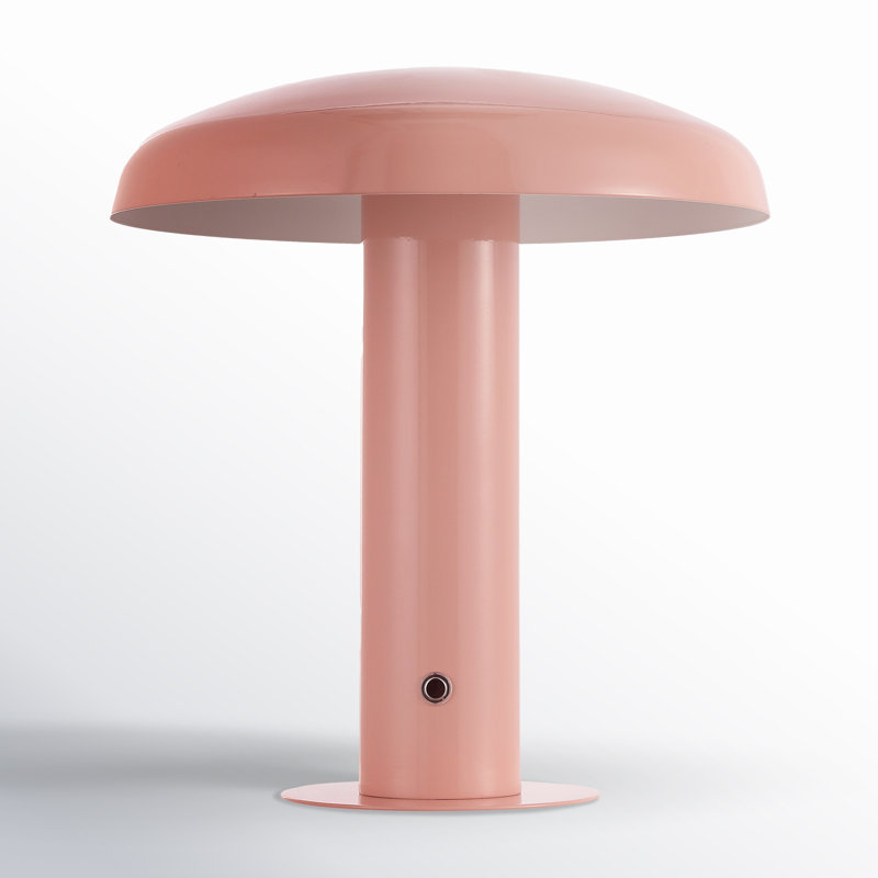 Writzer 11" Contemporary Bohemian Rechargeable/Cordless Dimmable Integrated LED Mushroom Table Lamp, Pink