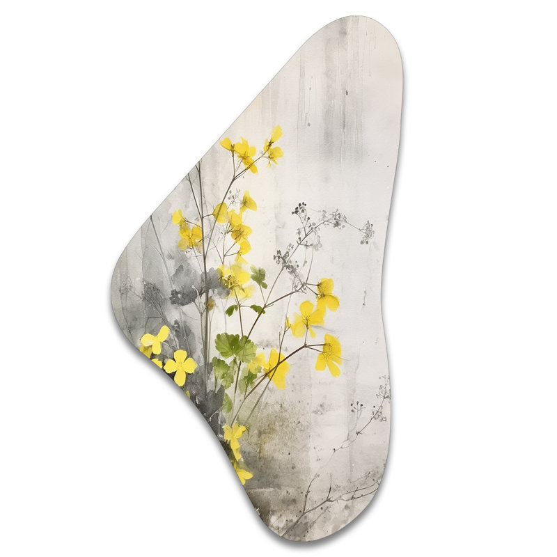 Naim - art mural asymétrique en métal floral Boomerang, H 31 po x l 17 po