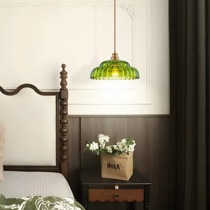1-Light Single Novelty Glass Pendant, Green