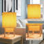Lampe de table 10 po en tissu à double couche de style japonais avec base en bois naturel, à intensité variable et à température de couleur réglable, douille E12, homologuée UL-1620567576