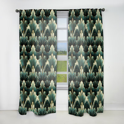 Damask Green Art Decor Pattern I - Bohemian Curtain - Velvet Room Darkening - 1 panel