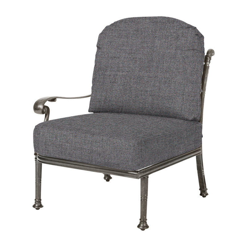 Florence Cushion Right Arm Lounge Chair, Cast Slate Sunbrella® Plainweave, Desert Bronze