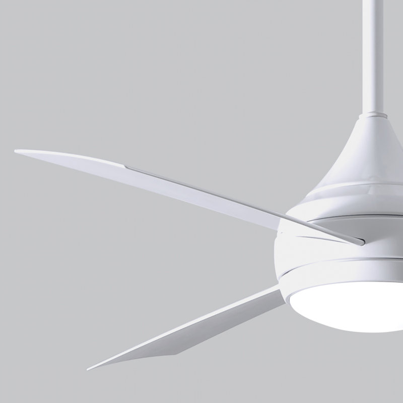 Donaire LED Outdoor Downrod Ceiling Fan, Gloss White, Gloss White