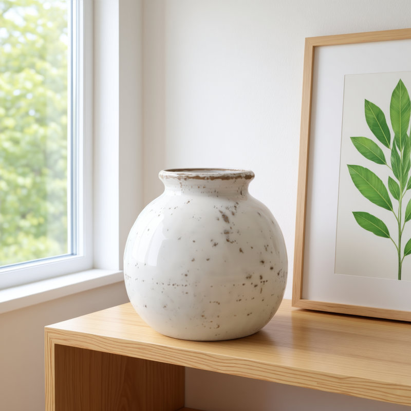 Jesiah Handmade Ceramic Table Vase, 4.25" H x 4.5" W x 4.5" D