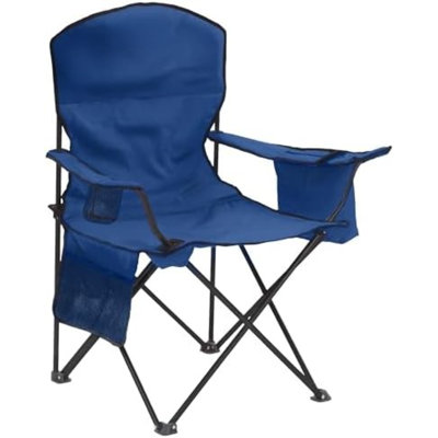 Chaise de camping portative avec glacière pour 4 canettes, siège et dossier rembourrés avec poches latérales et porte-gobelet, sac de transport inclus, idéal pour le camping, les fêtes d'avant-match, les foyers, le patio, et plus encore