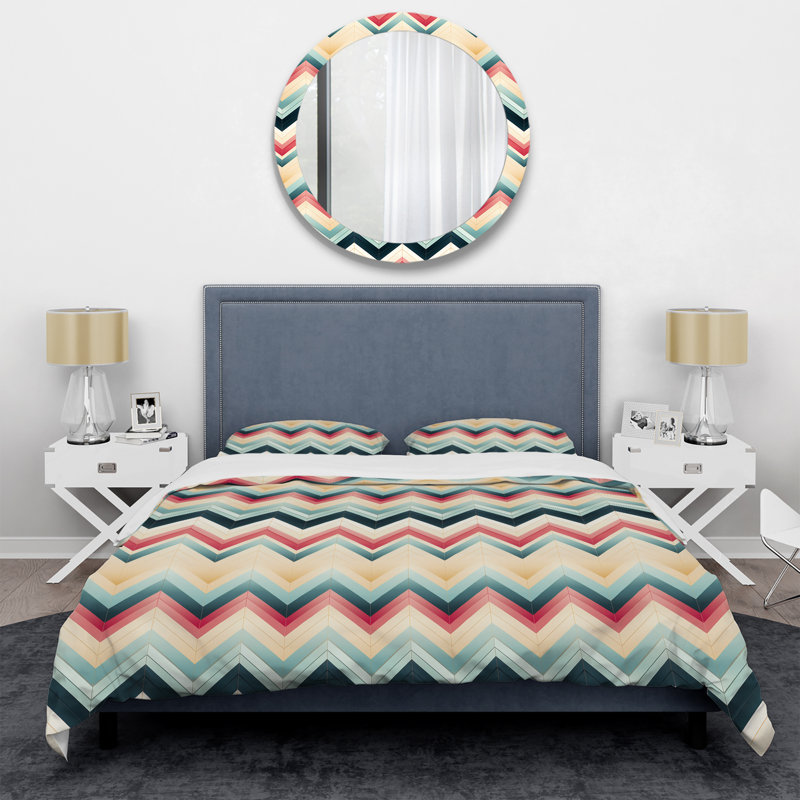 Ensemble de housse de couette Ivory Boho Accents Chevron I, Housse de couette pour grand lit et 2 taies décor