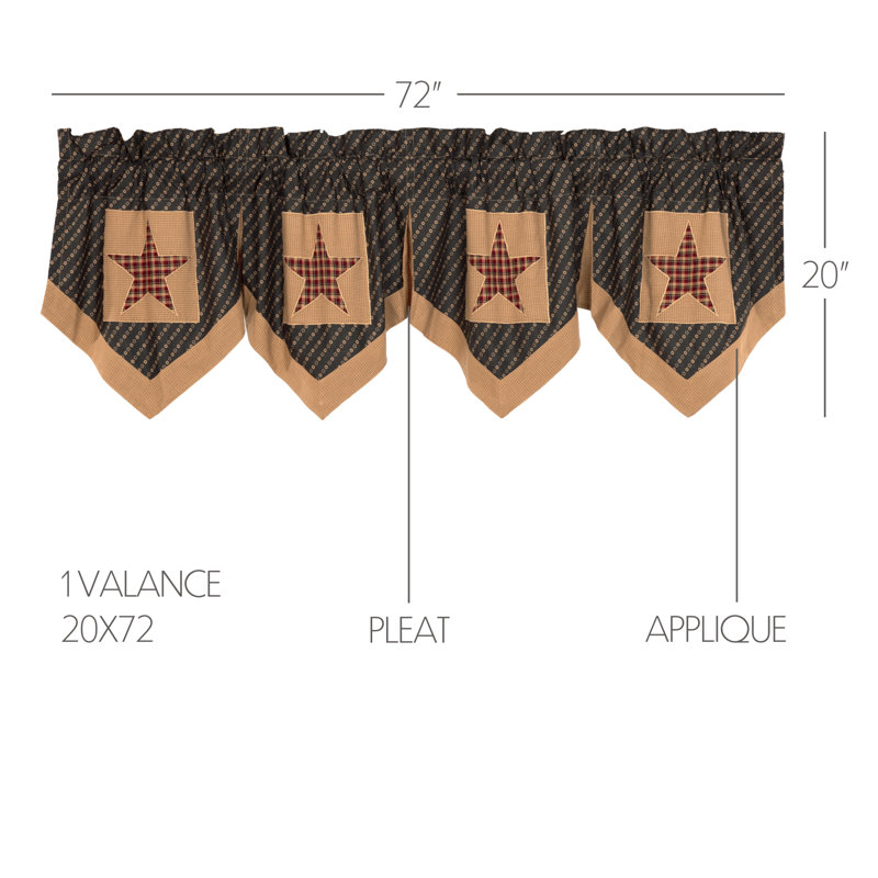 Medomak Cotton Geometric Scalloped Window Valance, 20" W x 72" L