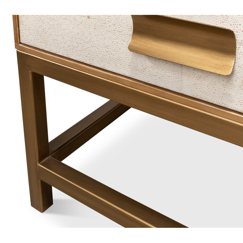 Shagreen 2 - Drawer Solid Wood Nightstand, Osprey White