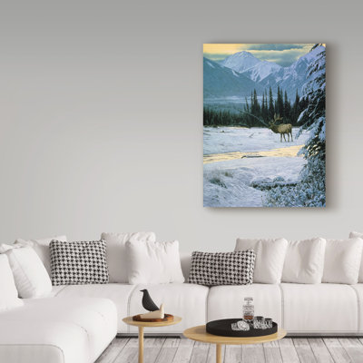 Etelca 'Yellow Dawn American Elk' Graphic Art Print on Wrapped Canvas