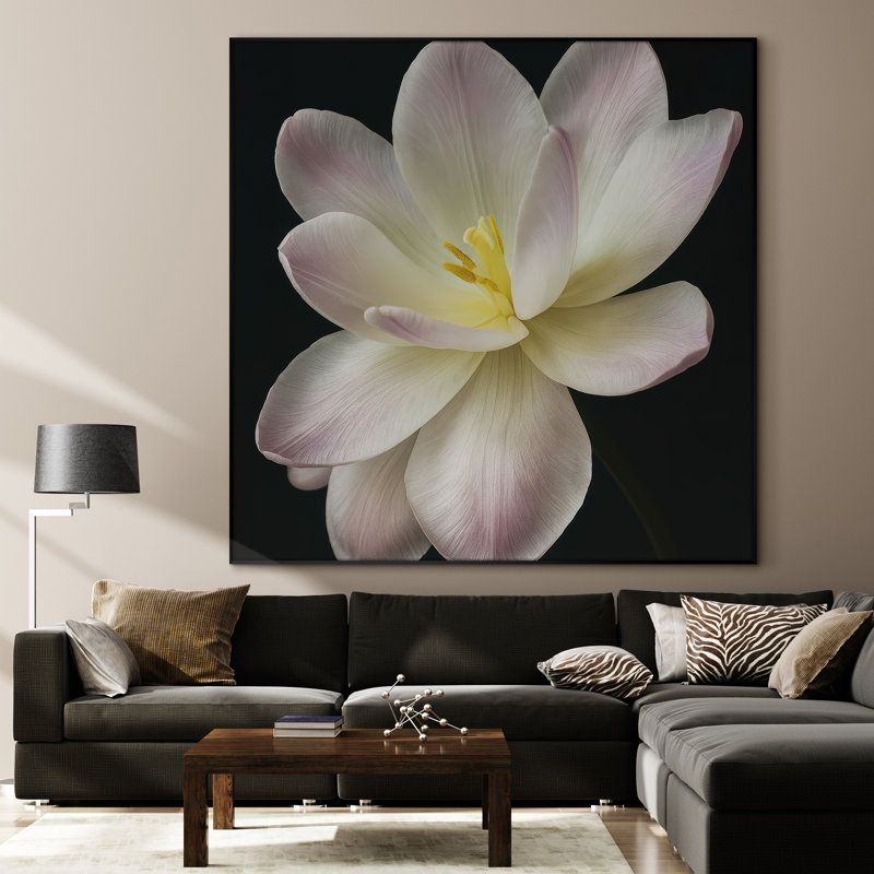 Très grande reproduction d'art sur toile - Fleur, art floral moderne, décoration pour le salon ou la chambre à coucher - «Assemblage requis du cadre (cadre non fini)»