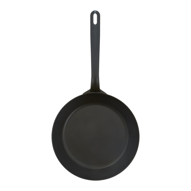 Kuhn Rikon Black Star Swiss Made Spun Iron Frying Pan with Wooden Coaster, 19cm