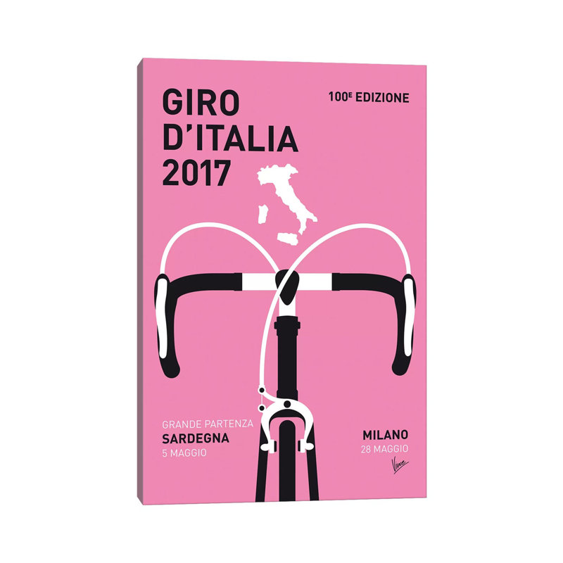 Giro D'Italia 2017 Minimal Poster by Chungkong - Wrapped Canvas Print, 20.32 cm H x 30.48 cm W