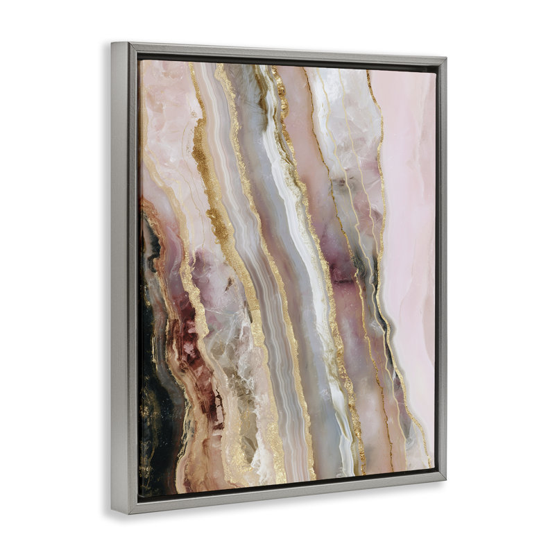 Cadre flottant pastel Misty Gem Geode, design par Svetlana Aleynikova, H 21 po x l 17 po, Cadre flottant gris lustré