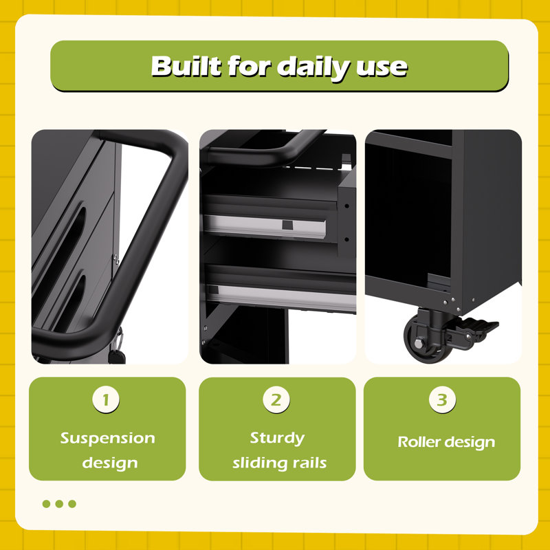 Armoire à outils roulante étroite 34,3 po - Rangement pour garage peu encombrant