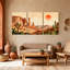«Landscape & Nature Desert Landscape with Cacti and Rock Formations», ensemble de 3 impressions d'art sur toile-495084038