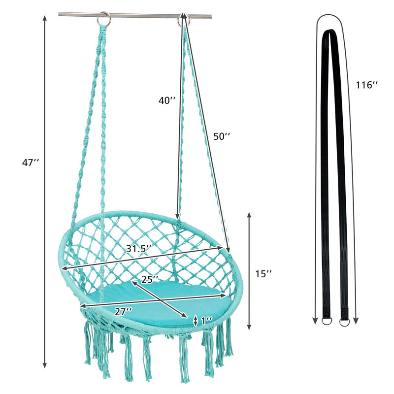 Jeileen 1 Person Chair Hammock, Turquoise