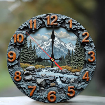 Décoration murale horloge en pierre Mountain River