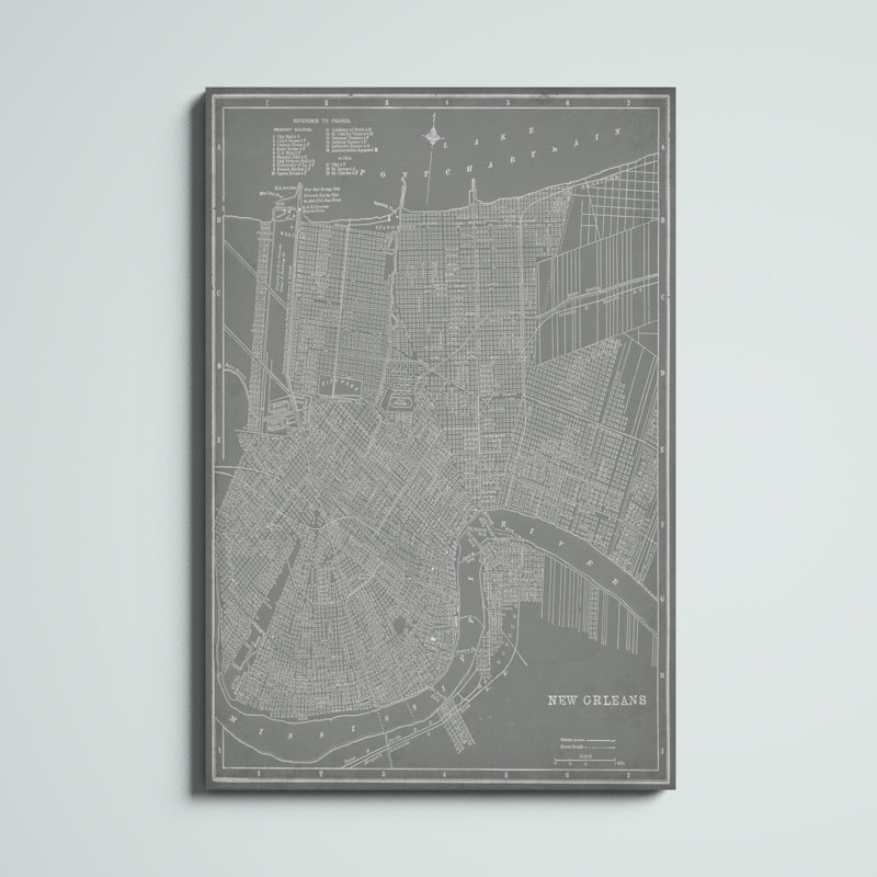 «City Map of New Orleans», peinture sur toile, H 48 po x l 32 po