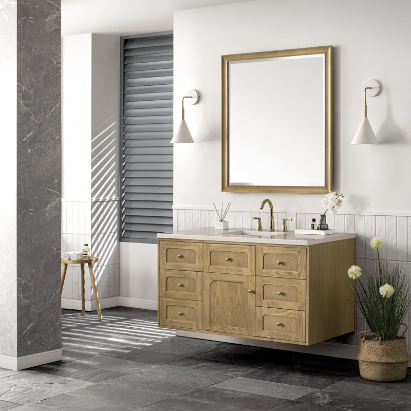 Laurent 48'' W Single Vanity, White Zeus, 8" Widespread, Light Natural Oak